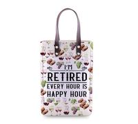 Retirement Wine Tote Bag I'm Retired Every Hour is Happy Hour Wine Bag Retired Gift Retirement Party Gift (I'm Retired Wine Bag)