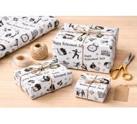 Retirement Wrapping Paper - Happy Retirement Gift Wrap Roll, Personalised Retirement Gift Wrap with Name, Funny & Elegant Retirement Party Wrapping Paper (Design 2, 5 Metre)