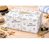 Retirement Wrapping Paper - Happy Retirement Gift Wrap Roll, Personalised Retirement Gift Wrap with Name, Funny & Elegant Retirement Party Wrapping Paper (Design 5, 1 Metre)