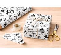 Retirement Wrapping Paper - Happy Retirement Gift Wrap Roll, Personalised Retirement Gift Wrap with Name, Funny & Elegant Retirement Party Wrapping Paper (Design 2, 1 Metre)