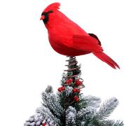 Retisee 11.8'' Cardinal Christmas Tree Topper Red Cardinal Christmas Tree Decoration Red Bird Christmas Tree Ornaments Artificial Feather Flocked Christmas Ornaments for Christmas Wedding Party Decor