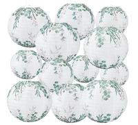 Retisee 12 Pcs Greenery Classroom Decor Green Paper Lanterns Eucalyptus Themed Classroom Decor for Elementary Eucalyptus Leaf Hanging Paper Lanterns Birthday Baby Shower Party Supplies