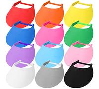 Retisee 12 Pcs Sports Foam Sun Visors for Women Bulk Assorted Color Visor Hats Adjustable Sun Protection Golf Hat for Girls, Multicolor