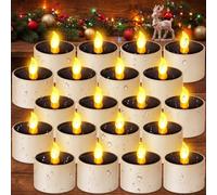 Retisee 24 Pcs Solar Power Tea Lights Outdoor Waterproof Candle Flameless Reusable LED Tea Light Candles for Lantern Garden Party Camping and Home Decor, 2.3 x 2"