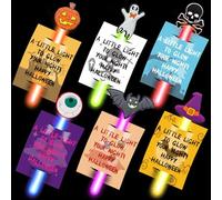 Retisee 36 Set Halloween Glow Sticks with Cards Bulk Glow in the Dark Party Supplies Halloween Night Cards Gift Pumpkin Tags for Sticks Decoration Men Women, 6 Styles
