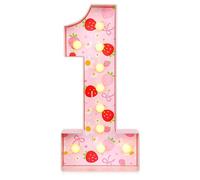 Retisee 3FT Marquee Light Up Numbers for 1st Birthday Decorations, Pre-Cut Foam Board Kit Giant Number 1 Mosaic for Birthday Baby Shower Anniversary Wedding Party Decor(Strawberry)