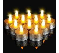 Retisee 48Pcs Flameless LED Tea Lights Glitter Electric Fake Candles for Centerpieces Battery Operated Anniversary Romantic Winter Decor for Wedding Christmas Birthday (Gold,Silver,1.65 Inch)