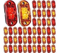 Retisee 50 Pcs LED Trailer Lights 2.5 Inch Oval Trailer Marker Lights Automotive Side Marker Running Light 2 Diode Universal LED Light Kit for RV Camper Truck Van Boat (Amber, Red)