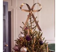 Retisee 9.8inch Large Brass Bow Christmas Tree Topper Vintage Metal Christmas Tree Topper Gold Bow Rustic Xmas Decoration for Xmas Indoor Outdoor Decor