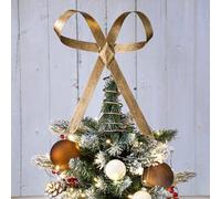 Retisee 9.8inch Large Brass Bow Christmas Tree Topper Vintage Metal Christmas Tree Topper Gold Bow Rustic Xmas Decoration for Xmas Indoor Outdoor Decor