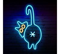 Retisee Cat Neon Sign LED Light with Adjustable Brightness USB Switch Cable Wall Decor Adorable Cat Neon Light Sign for Bedroom Zoo Restaurant Home Bar Wedding Birthday Party (Blue, White)