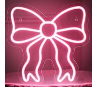Retisee Pink Bow LED Neon Sign Bedroom Women Room Neon Light Sign Coquette Aesthetic Home Wall Preppy Dorm Beauty Room Salon Decor Party Bar Decoration Gift for Her 11.8x11.8in