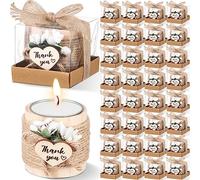 Retisee Wedding Candle Favors for Guests Bridal Shower Wood Memorial Tealight Candle Holder Thank You Gifts Handmade Candles for Wedding Baby Shower Housewarming Table Centerpiece(32 Sets)
