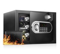 RETLLAS 1.3 Cu Ft Home Safe Box, Steel Electronic Lock, with USB-C Emergency Unlock, Fireproof Bag, Felt-Lined Interior, Silent Keypad & Battery Indicator, Fits A4 Documents - Bedroom, Office, Travel