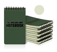 RETON 10 Pack Waterproof Notebook, 3 x 5 Inches Pocket Notepad, All-Weather Memo Pads with Top-Spiral, Tactical Steno Pads with Grid for Outdoor Activity Recording (Army Green)