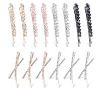 RETON 14 Pcs Rhinestones Hair Pins, Colour Crystal Decorative Bobby Pins Shiny X Shaped Hairpins, Sparkle Rhinestone Hair Clips, Bling Diamond Hair Accessories for Women Girls