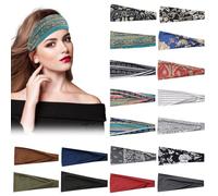 RETON 18 Pack Wide Headbands for Women, Non Slip Headbands for Women's Hair, Soft Elastic Head Bands Adult Women, Boho Cotton Headband for Women Daily Running Use Yoga Workout