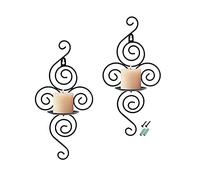 RETON 2 PCS Iron Wall Sconces for Candles, Decorative Wall Candle Holders Set of 2,Black Wall Candle Holders for Gothic Home Hallway Living Room Bedroom Vintage Room Decoration