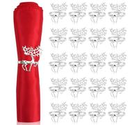 RETON 20 PCS Christmas Napkin Rings Set, Elk Napkin Rings for Christmas for Wedding, Table Decoration, Xmas Events Wedding Party Thanksgiving Party Dinner (Silver, 5.5cm)