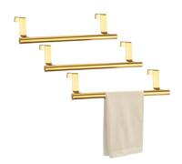 RETON 3 PCS Over The Door Towel Rail, Stainless Steel Tea Towel Holders- 23cm, Kitchen Towel Rail with Anti-slip Pads, No Drilling (Gold)