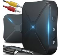 Retoo 2w1 Bluetooth Audio Transmitter Adapter Dongle with Cable Aux 3.5 mm and RCA, Transmitter Receiver, Wireless Portable for Car TV Stereo System HiFi Speaker Headphones, Low Latency Wireless