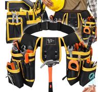 Retoo Assembly Tool Belt - Adjustable Work Belt with Suspenders and Multi Pockets, Heavy Duty Tool Belt for Craftsmen, Electricians, Carpenters, Construction and DIY Projects