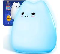 RETOO Children's Silicone Night Light with 7 Colour Changing LED and Touch Switch, Bedside Lamp for Baby and Girls, Cute Cat Lamp for Children's Room, Baby Room, Bedroom and Living Room, Gift