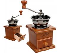 Retoo Coffee Grinder, Brown Manual Grinder on Wood with Hand Crank, Portable, Antique Design, Stainless Steel, Ideal for Coffee Beans, Spices, Nuts