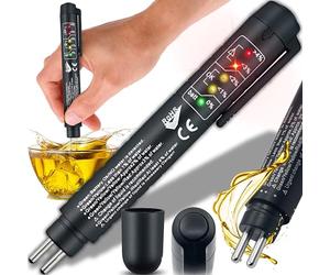 Retoo DOT 3/4/5 Brake Fluid Tester, Brake Fluid Tester with 5 LED Indicator for Car, Vehicle, Test Device for Brake Fluids, Brake Fluid Tester, Oil Detection, DOT3, DOT4, DOT5, Black