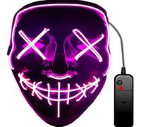 Retoo Halloween LED Maske mit 3 Beleuchtungsmodi, Scary Neon Purge Maske im Dunkeln Leuchtend für Herren & Damen, Grusel Maske für Kostümspiele, Feste, Cosplays, Karneval und Partys