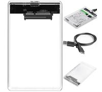 Retoo Hard Drive Enclosure 2.5 Inch USB 3.0 for SATA SSD with USB Cable, 12 x 7.5 cm External Enclosure, Hard Drive Enclosure with Tool-Free Mounting, External Case with Data Transfer, Transparent
