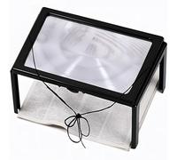 Retoo Large A4 Magnifying Glass with 3x Magnification and Light, Illuminated Reading Magnifying Glass with 4 LEDs, Pocket Microscope with Foldable Stand for Books Reading Seniors Jewellers Macular