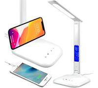 Retoo LED Desk Lamp with USB Charging Function, Desk Lamp with 5 Brightness Levels, Sensitive Control, Bedside Lamp, 1200 Lux, 5W, Desk Lamp for Office, Reading, Study