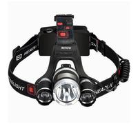 Retoo LED headlamp T6 Superbright con 4 modos de luz y 90° Adjustable, linterna Frontal para trotar, correr, acampar, pescar, cazar, andar en Bicicleta, escalar [Energy Class