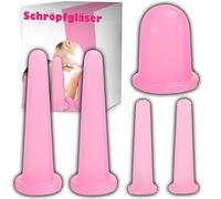 Retoo Pack of 5 Cupping Glasses Face, Silicone Cupping Cups Massager Cupping Massage Cupping Therapy Suction Cup Suction Cup Anti Cellulite Cupping Device Against Tension Cupping Set Pink