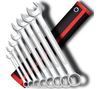 Retoo spanner set, ring spanner set, ratchet wrench, 8-piece, SW 8-24 mm, ring wrench, roller bag, hand tools, wrench, chrome vanadium steel