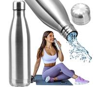 Retoo Stainless Steel Water Bottle, 500 ml with Screw Cap, 0.5 Litres, Dishwasher Safe, Leak-Proof, Drinking Bottle for Sports, Running, Bike, Yoga, School, Fitness, Outdoor, Camping