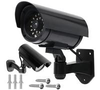 Retoo Swivelling Dummy Camera for Outdoor and Indoor Use, Wireless CCD with Flashing LED, Weatherproof Security Camera, Fake Camera for Home and Office Surveillance, Dummy, Black