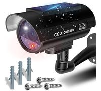 Retoo Swivelling Solar Dummy Camera for Outdoor and Indoor, Wireless CCD Camera with Flashing LED, Weatherproof Security Camera, Fake Camera for Home and Office Surveillance, Dummy Camera, Black