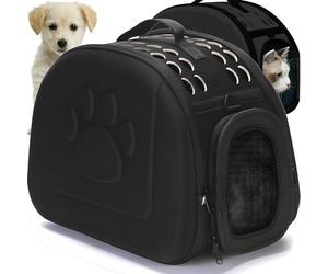 Retoo Transport Box for Cats, Dogs, Transport Bag for Pets, Foldable Pet Carrier Bags for Small Dogs, Pet Transport Box for Kittens, Puppies and Rabbits, Black