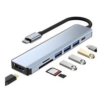 Retoo USB-C Hub 7-in-1 Port PD100W, 3 USB A Data Ports, Power Delivery, 4K HDMI, SD Card Reader, Plug & Play, Multiport Adapter, Multiple Plug USB Splitter