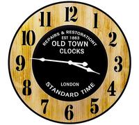Retoo Wall Clock Wooden Clock 50 cm, Modern, Quiet Wall Clocks Decoration, Silent Hanging Clock for Living Room, Kitchen, Office, Children's Room, No Ticking Noise, Indoor Clock, Battery Operated,
