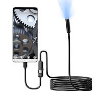 Retoo Waterproof HD Endoscope Camera with IP67 and 6 LED, Mobile Phone Endoscope with Micro USB and Type C, Tube Camera with Semi-Rigid Cable, Magnet and Mirror for Android, iOS