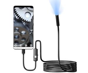 Retoo Waterproof HD Endoscope Camera with IP67 and 6 LED, Mobile Phone Endoscope with Micro USB and Type C, Tube Camera with Semi-Rigid Cable, Magnet and Mirror for Android, iOS