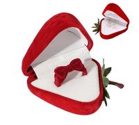 Retorno Strawberry Ring Holder,Red Velvet Strawberry Shaped Ring Protector Display Box - Cute Single Ring Box for Valentine's Day Wedding Engagement