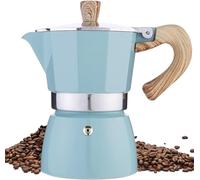 Retoteng Moka Pot, Italian Coffee Pot 3 Cup/5 oz Stovetop Espresso Maker Stovetop Camping Manual Cuban Coffee Percolator Machine Italian Espresso Greca Coffee Maker Brewer Percolator (Blue)