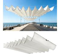 Retractable 1.3x6m White Polyester Garden Canopy - UV-Resistant, Weatherproof with Wave Design - Sun Protection for Outdoor Patio and Pergola Shade