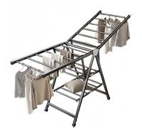 Retractable 1.5m Folding Drying Rack Space-Saving Clothesline Hanger Indoor/Outdoor Laundry Stand Ideal for Living Room & Bedroom Use& Portable Solution