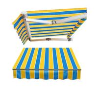 Retractable 10x6.5ft Canopy Replacement Top Cover for 8' X 7' Door Window Waterproof Yellow-Blue Fabric Outdoor Sun Shelter