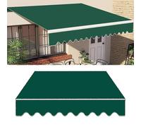 Retractable 10x8ft Patio Awning Fabric Replacement - Waterproof UV Protection Sun Shade Cover for Balcony, Garden & Window (Green, 16x10ft/500x300cm)